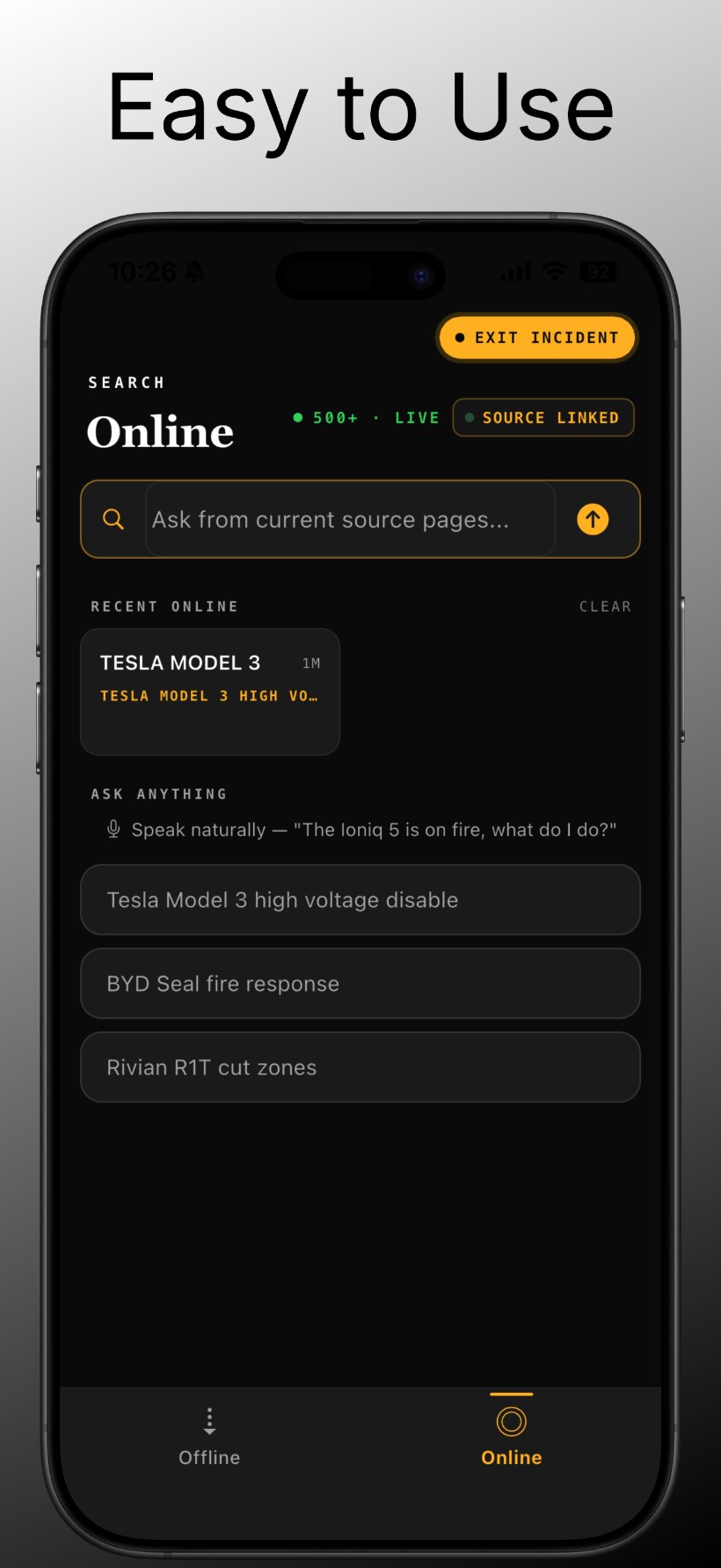 Incident mode online search